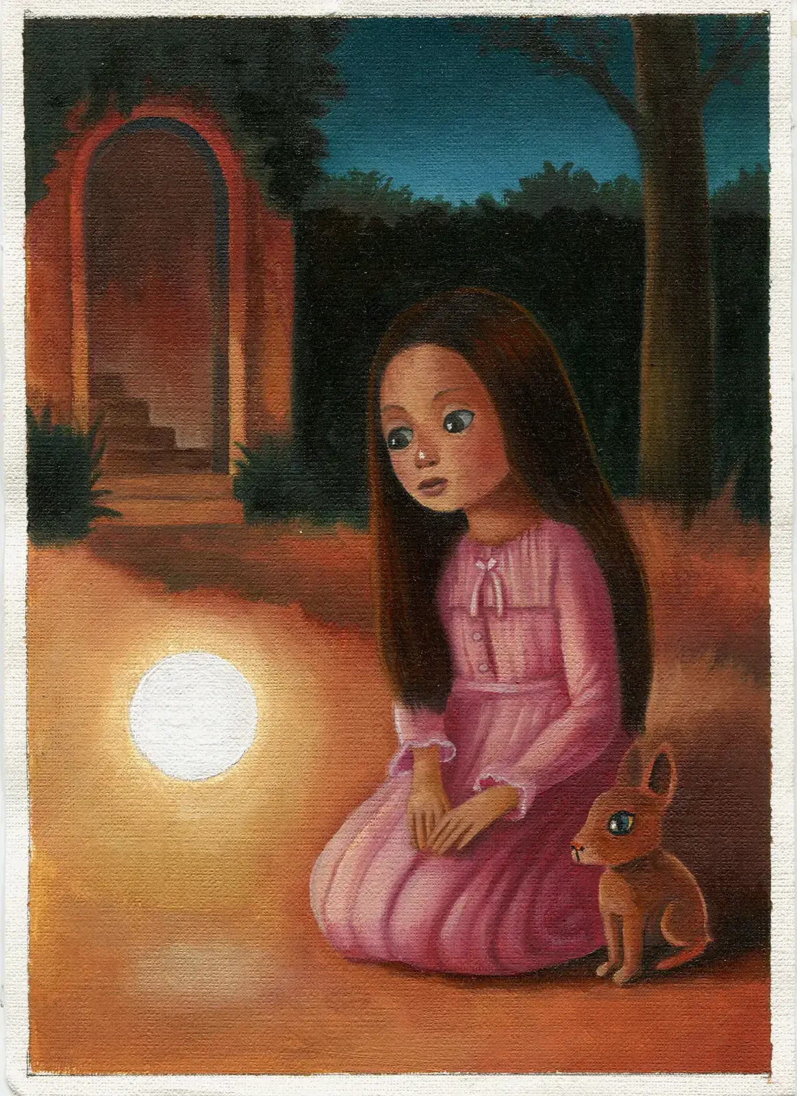 pintura de niña con esfera